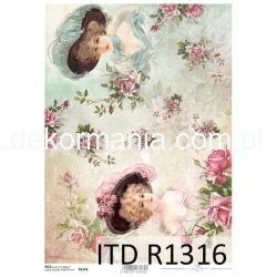 Papier ryżowy A4 R1316 kobieta, kapelusz, dama